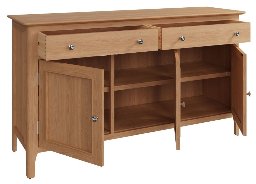 Product photograph of Appleby Oak 3 Door 2 Drawer Sideboard from Choice Furniture Superstore.