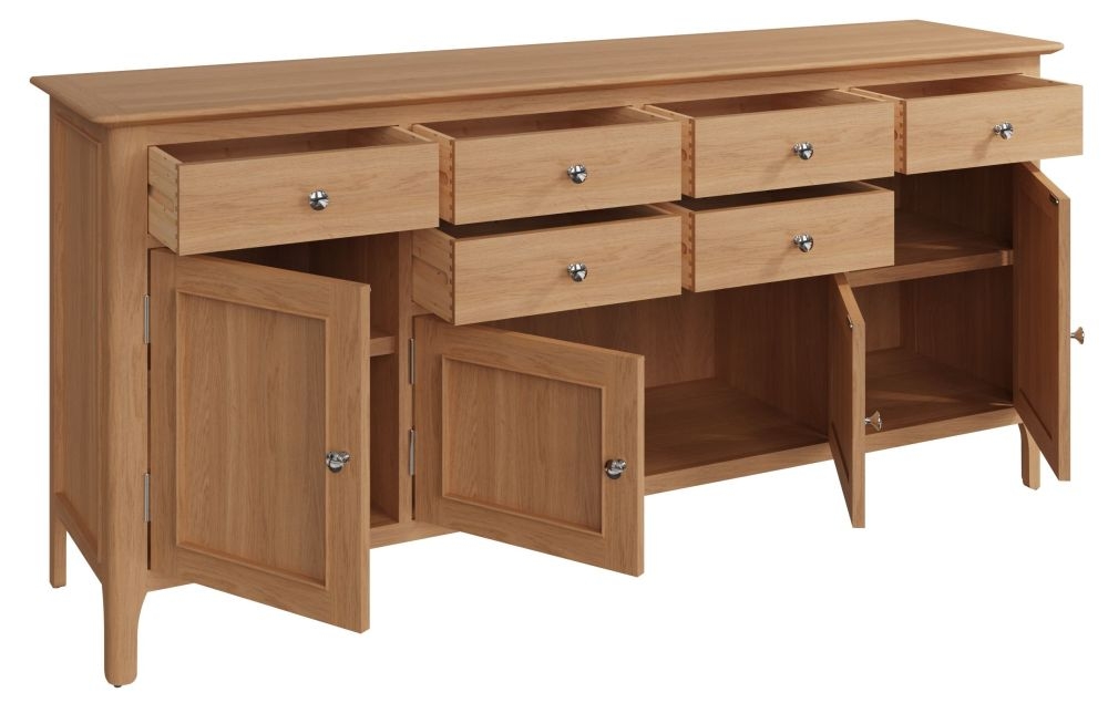 Product photograph of Appleby Oak 4 Door 6 Drawer Sideboard from Choice Furniture Superstore.