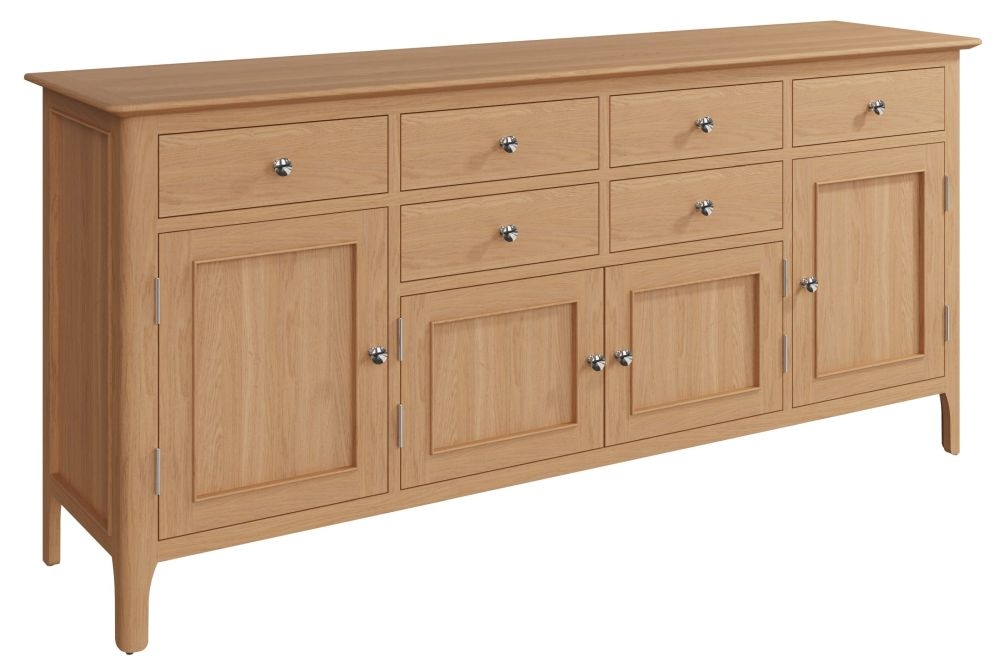 Product photograph of Appleby Oak 4 Door 6 Drawer Large Sideboard from Choice Furniture Superstore.