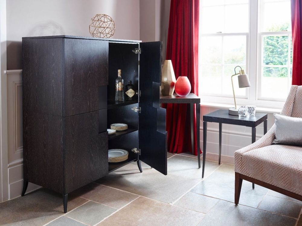 Product photograph of Gillmore Space Fitzroy Charcoal 4 Door Drink Cabinet from Choice Furniture Superstore.