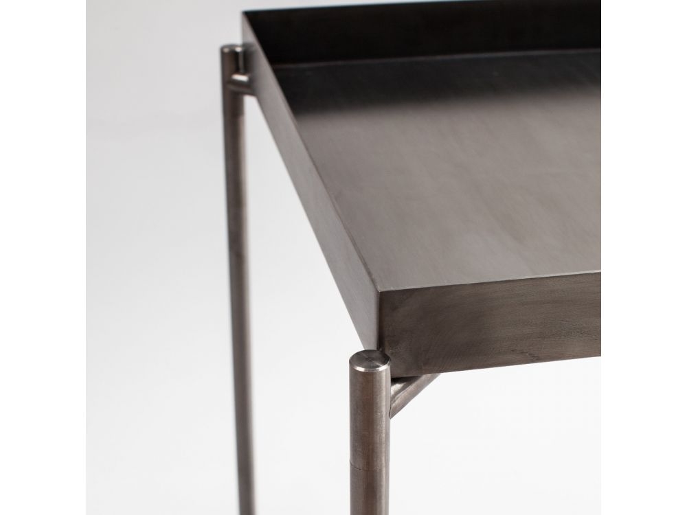 Product photograph of Gillmore Space Iris Weathered Oak Top Rectangular Side Table With Gunmetal Tray And Frame from Choice Furniture Superstore.