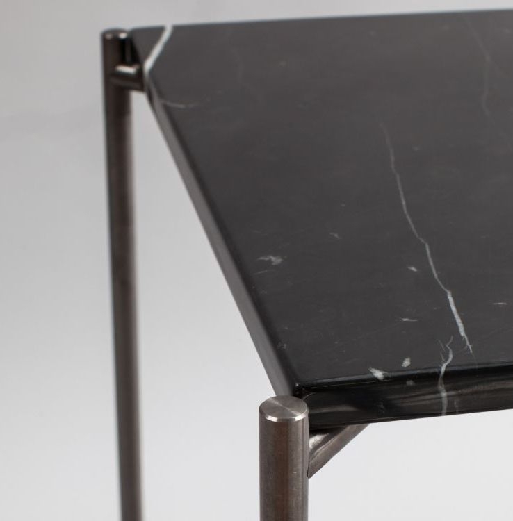 Product photograph of Gillmore Space Iris Black Marble Top Large Low Console Table With Gun Metal Frame from Choice Furniture Superstore.