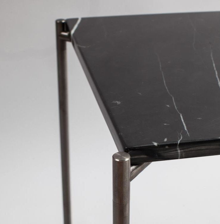 Product photograph of Gillmore Space Iris Black Marble Top Small Console Table With Gun Metal Frame from Choice Furniture Superstore.