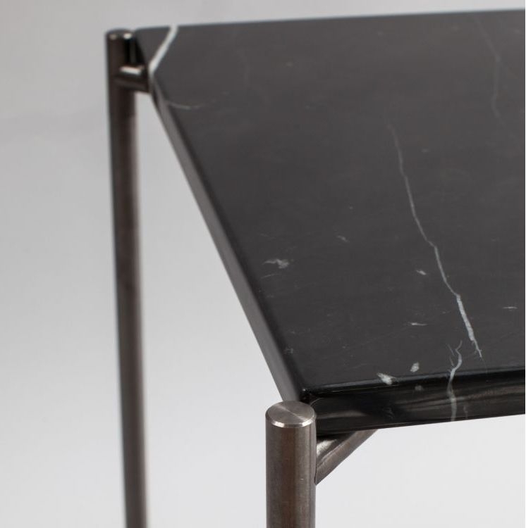 Product photograph of Gillmore Space Iris Black Marble Top Rectangular Side Table With Gun Metal Frame from Choice Furniture Superstore.