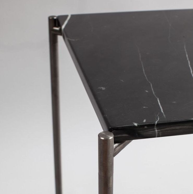 Product photograph of Iris Black Marble Square Plant Stand With Gun Metal Frame from Choice Furniture Superstore.