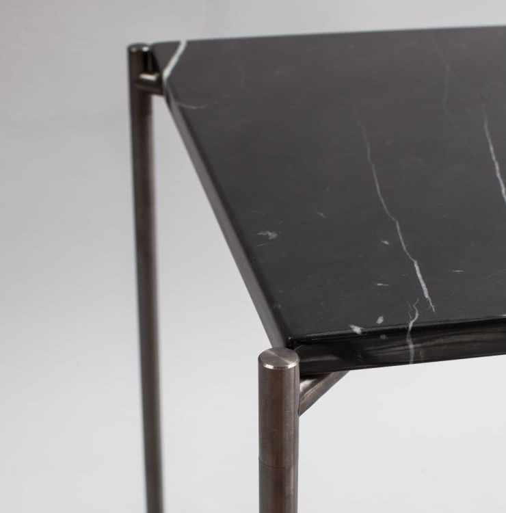 Product photograph of Gillmore Space Iris Black Marble Top Square Coffee Table With Gun Metal Frame from Choice Furniture Superstore.