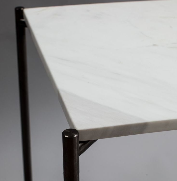 Product photograph of Iris White Marble Low Console Table With Gun Metal Frame from Choice Furniture Superstore.