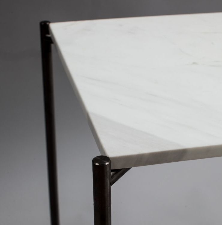 Product photograph of Gillmore Space Iris White Marble Top Small Console Table With Gun Metal Frame from Choice Furniture Superstore.