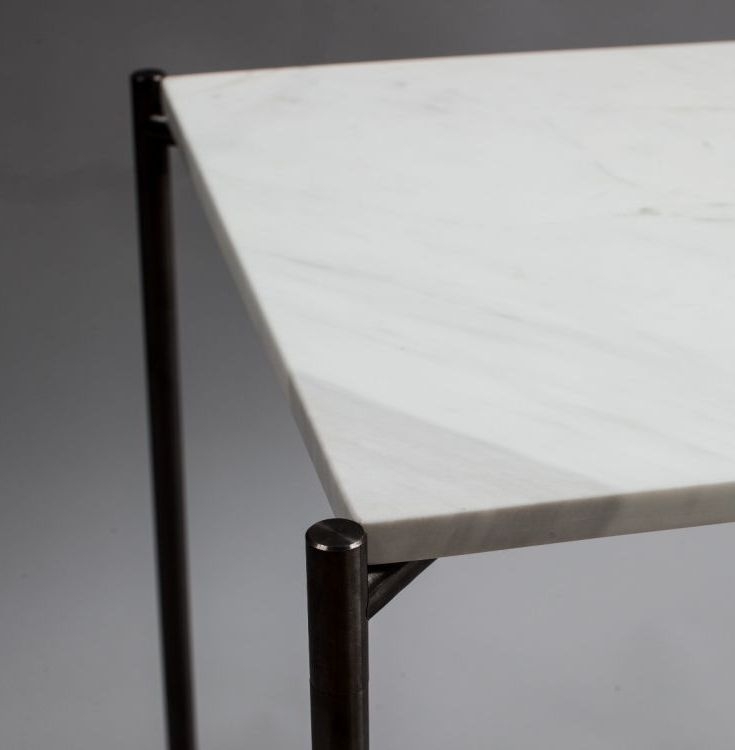 Product photograph of Gillmore Space Iris White Marble Top Rectangular Side Table With Gun Metal Frame from Choice Furniture Superstore.