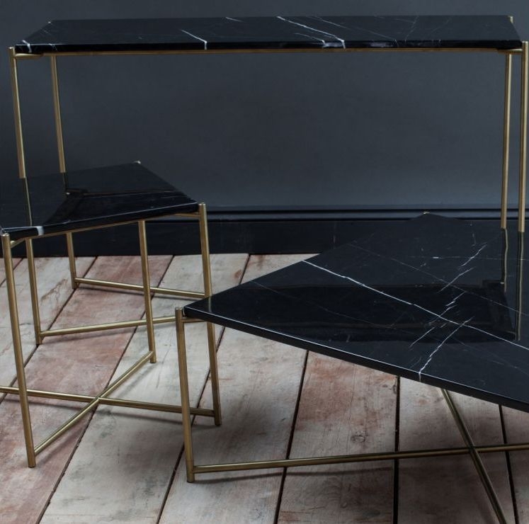 Product photograph of Gillmore Space Iris Antiqued Glass Top Large Console Table With Brass Frame from Choice Furniture Superstore.